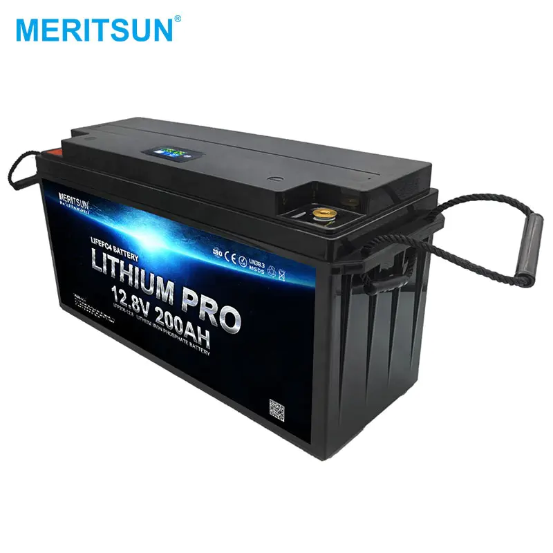 Lithium Ion Battery BOATS Golf Carts with LCD Display for Solar Motor Home RV Caravan Deep Cycle 12volt 200ah Free Meritsun ABS