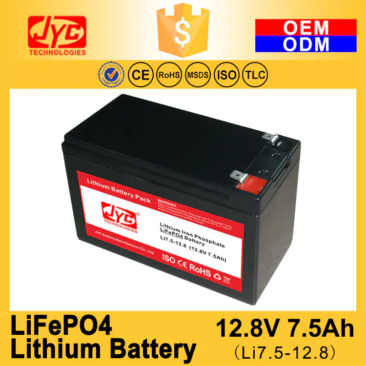 Small Lithium Ion Polymer Lifepo4 Lipo Battery Pack Cycle Life>2000 Cycles @1C 100%DOD 12.8V 7.5ah Li-polymer