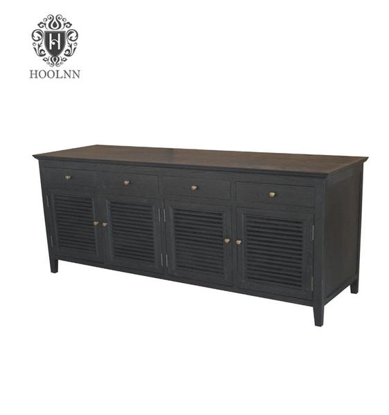 French Country Style Black Lacquer Wooden Sideboard HL770