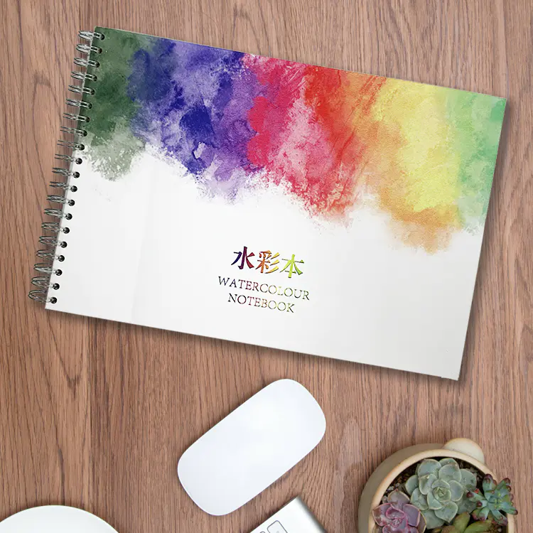 Imported watercolor paper 300gsm different sizes spiral bound hardcover watercolor book with pad