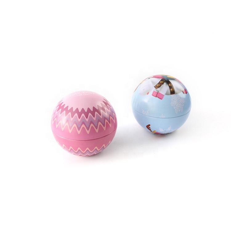 Hot Sale Gift packing tin ball, customized design with three size, cosmetic packing