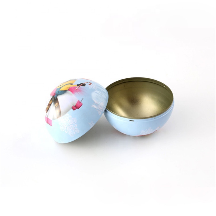 Multiple size Christmas tin ball with ribbon,packaging tin box