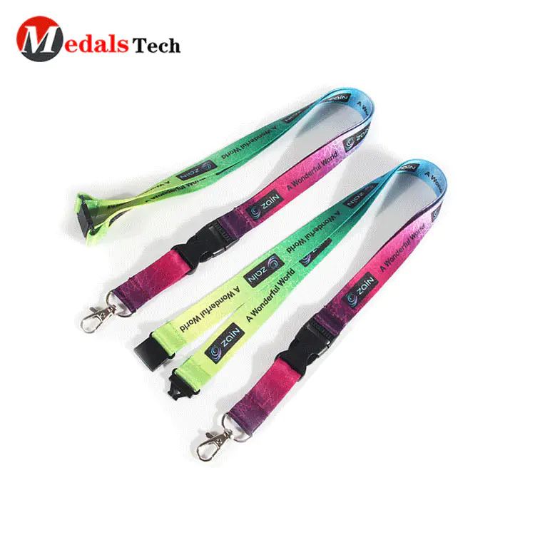 100% polyester high quality plain oem color lanyard