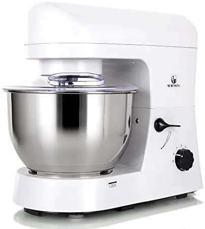 MURENKING Stand Mixer SM168 650W 5-Qt 6-Speed Tilt-Head Kitchen Electric Food Mixer with Accessories (White)