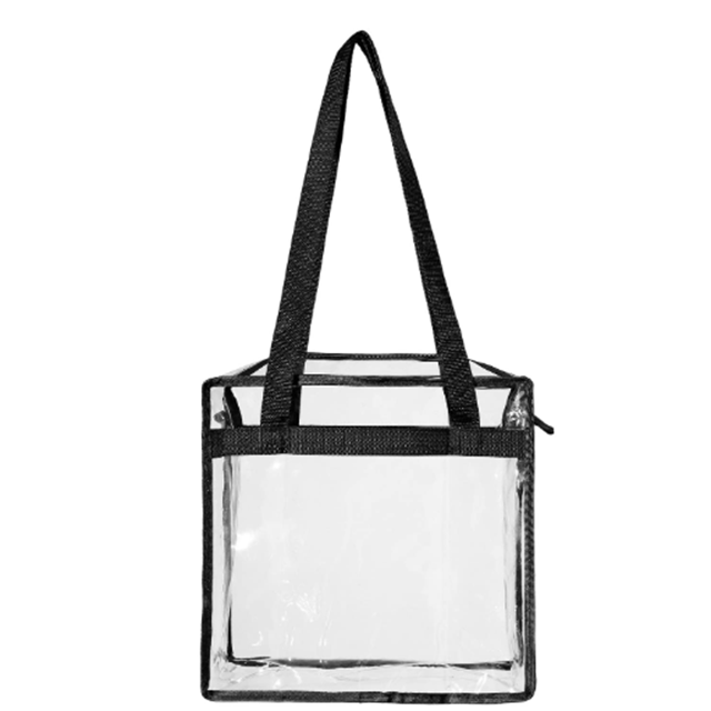 Customized Clear Tote Bag with Zipper Closure Crossbody Messenger Shoulder Bag with Adjustable Strap