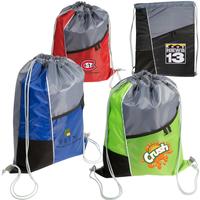 Promotional Two-Pocket Custom Cheap Drawstring Bags