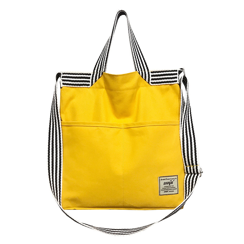 Custom logo Canvas Tote bag striped sling bag for woman