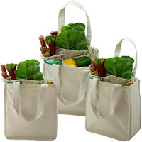 Simple Organic Cotton Reusable Grocery Shopping Bag with Bottle Pockets