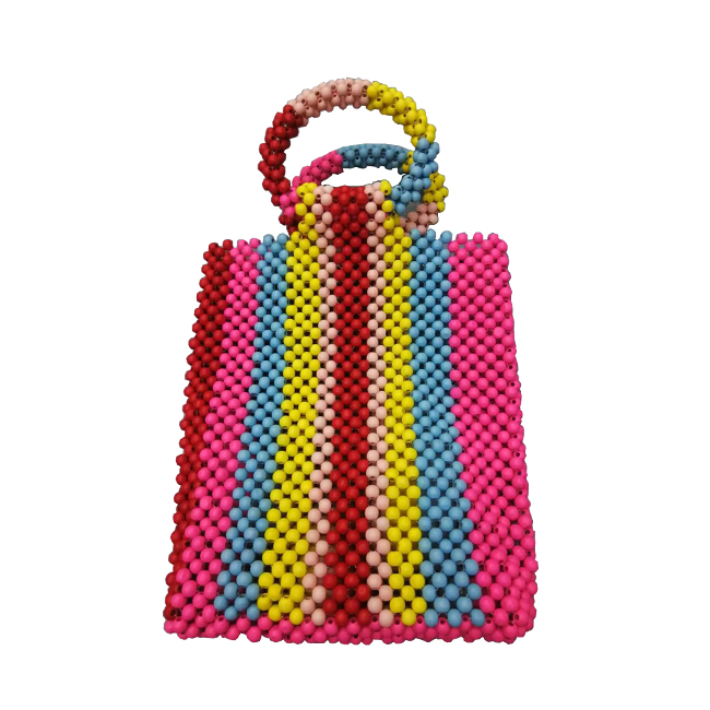 Hot sell fashion beaded woman wood handbag colorfuly
