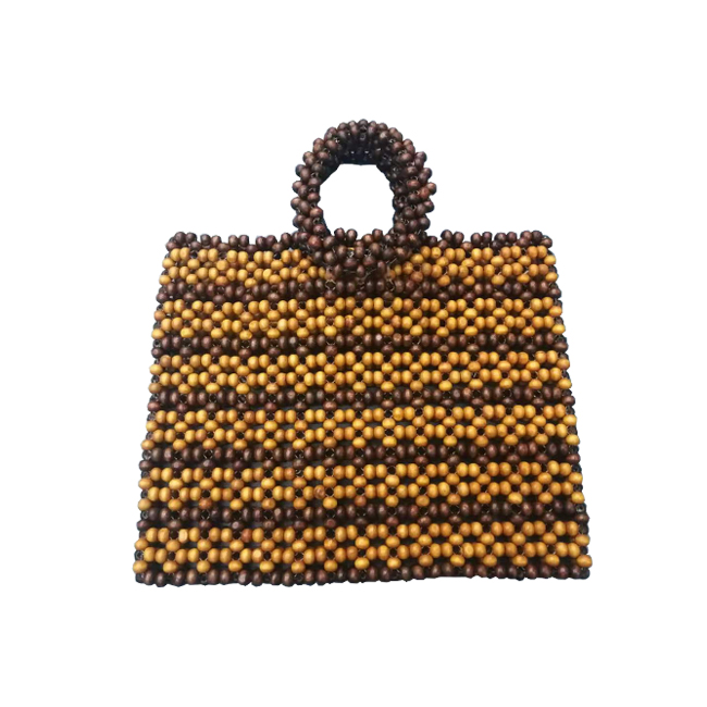 Wholesale custom natural bamboo wood beads beaded clutch bag tote bag