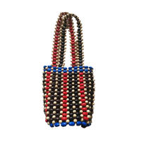 2020luxury women ladies pearl handmade clutch wooden design shoulder fashion colorful pattern beaded bag