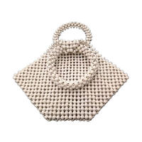2021 Fashion trend Hexagonal white beach handbag women's back pack lady bag wooden beaded backpack