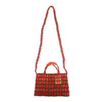 Wholesale handmade Weaving wood bead bag handbag