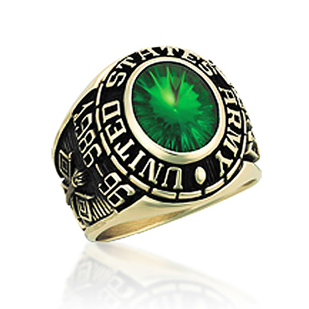 1986-96 US army ring with green zircon for military fans