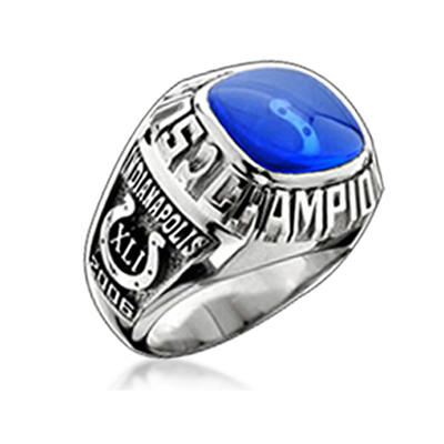 Blue Enamel Custom Signet Boxing Championship Rings