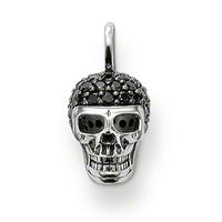 Black crystal-studded skull design artificial jewellery for men