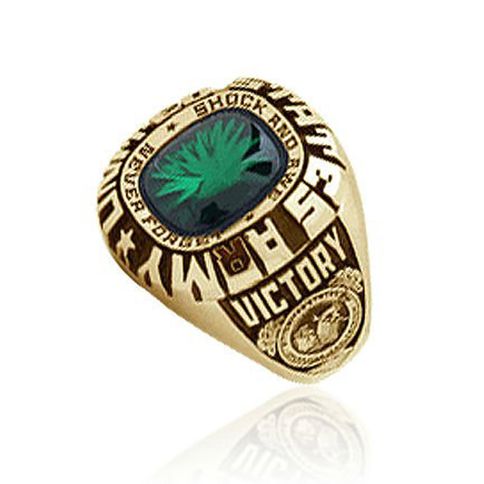 United State Army Victory brass turkish rings emerald