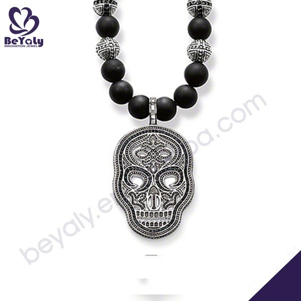 Rosary chains skull design silver baseball jewelry for men