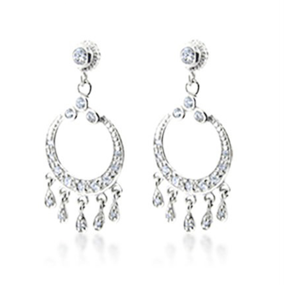 Circle design multi drop cz set silver nepal earrings