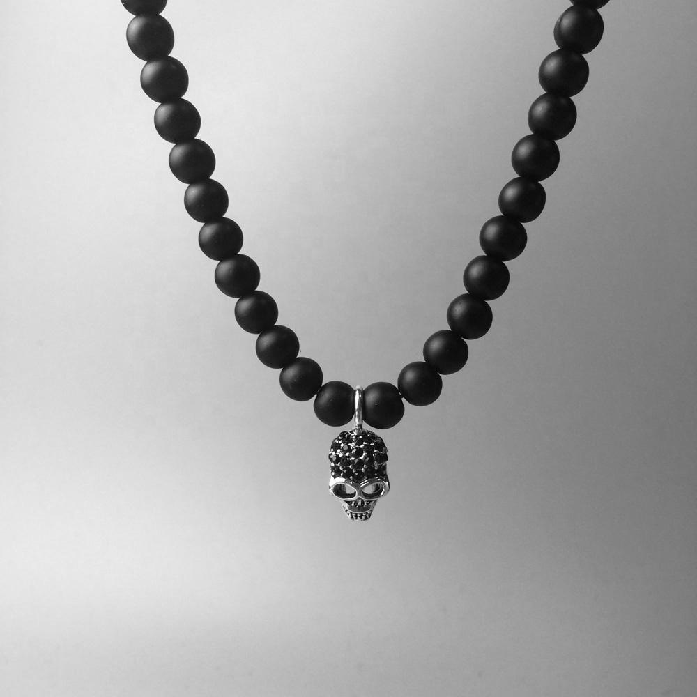 product-BEYALY-Black Beads Chain With Skull Custom Made Pendant-img-2