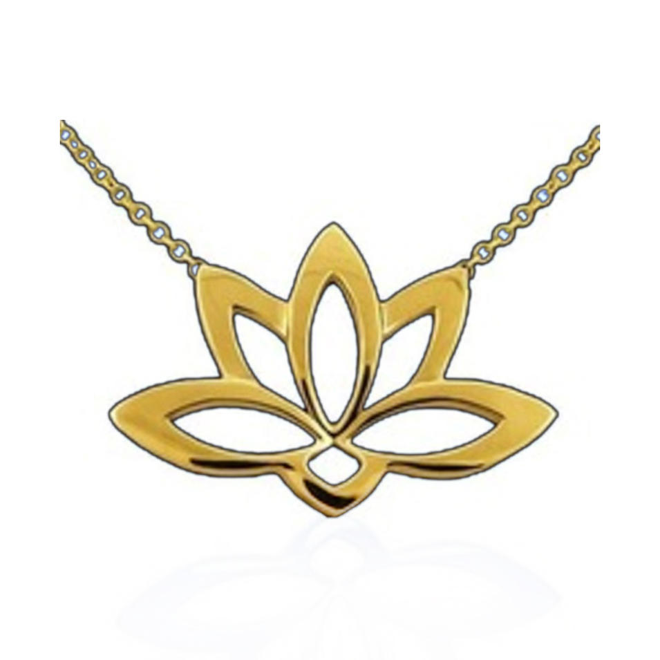 china wholesale lotus flower custom design 14k gold pendant necklace
