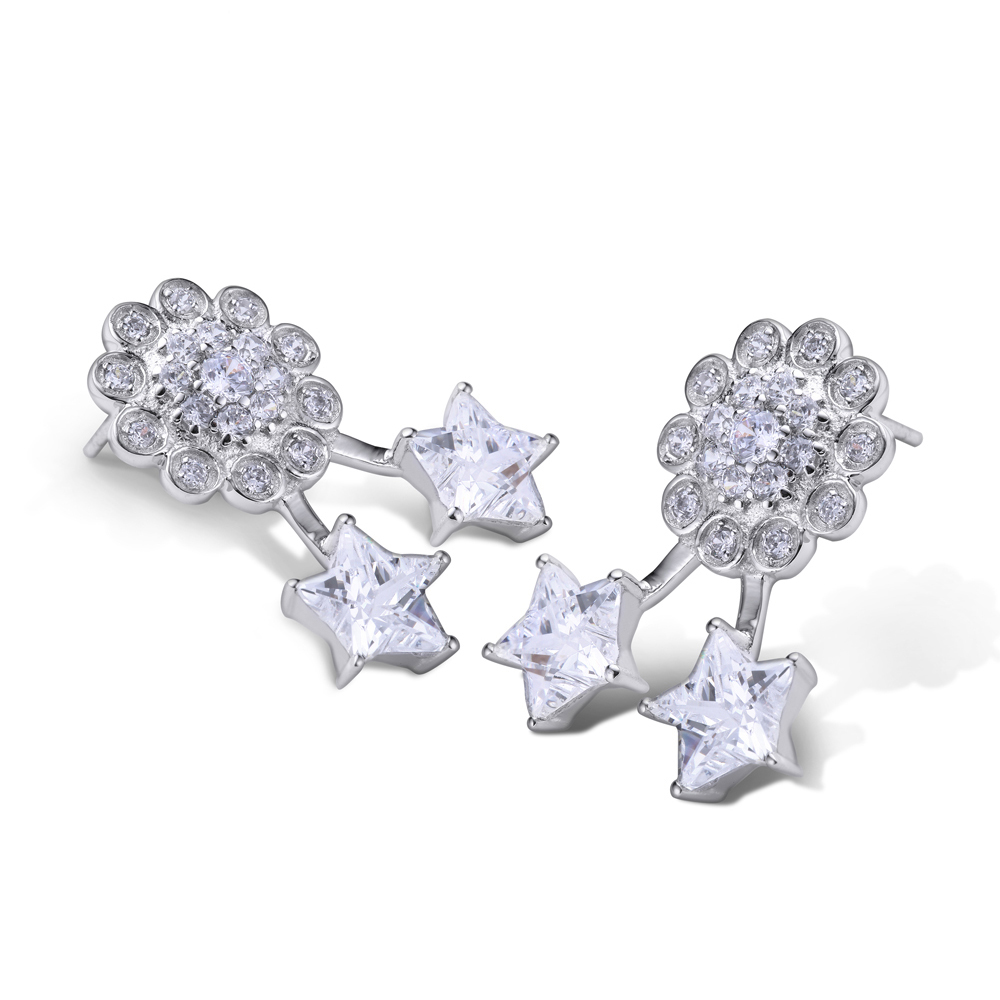 Pentagram star design cz flower tragus piercing jewelry earring