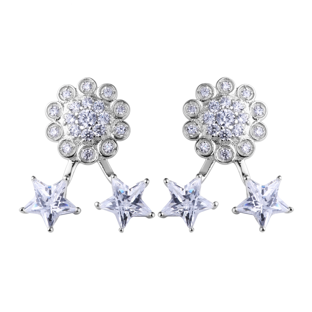 Pentagram Star Design Cz Flower Tragus Piercing Jewelry Earring