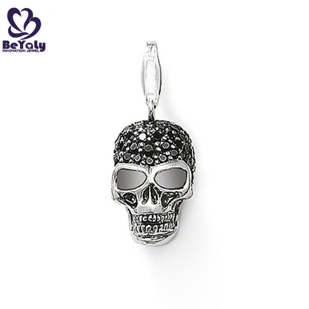 product-Special silver skull design delicate black tourmaline necklace-BEYALY-img-3
