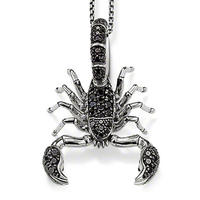 Fresh design black onyx silver scorpion necklace