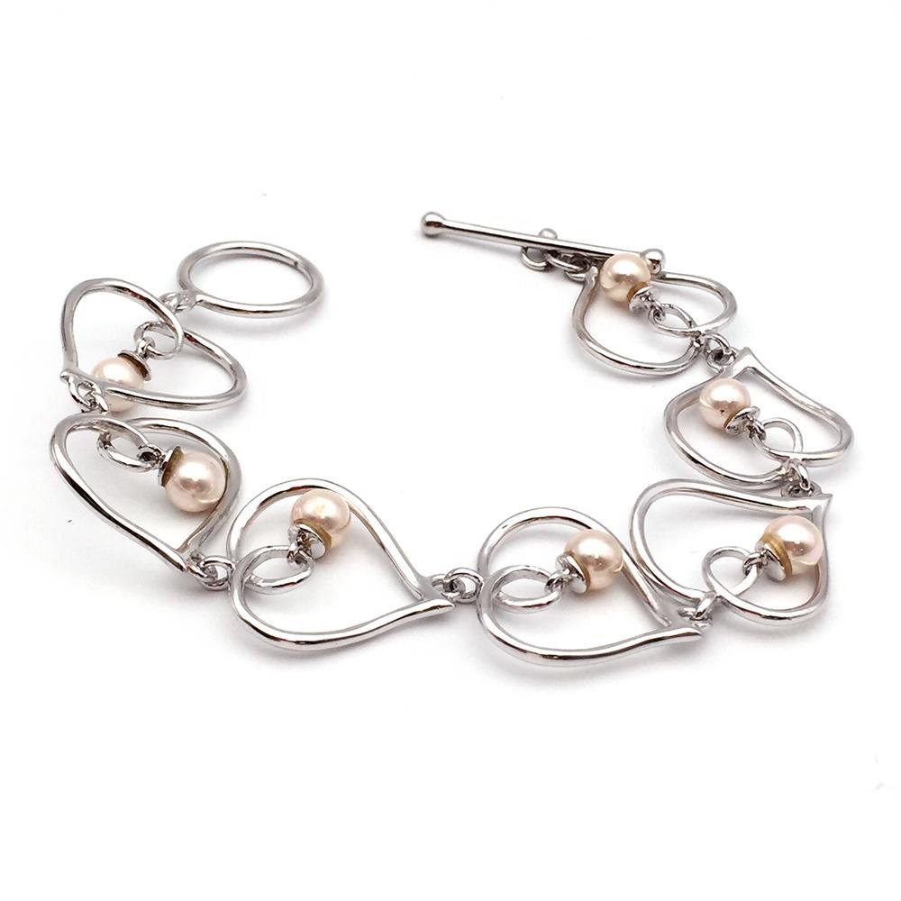 925 Silver Chain Design Female Fake Pearl Bracelet Wholesale