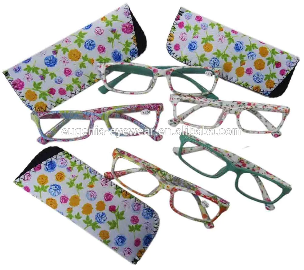 EUGENIA hot wholesale colorful reading glasses with pouch in display cheap reading glasses