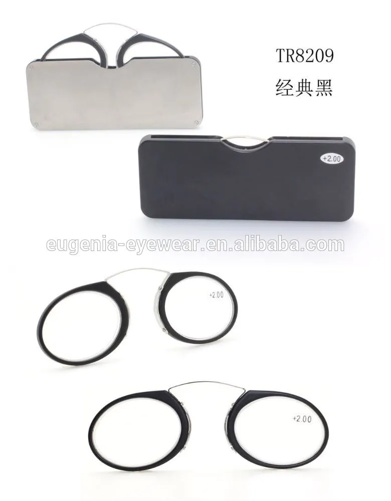 Wholesale clip on nose new pocket TR90 reading glasses without temple