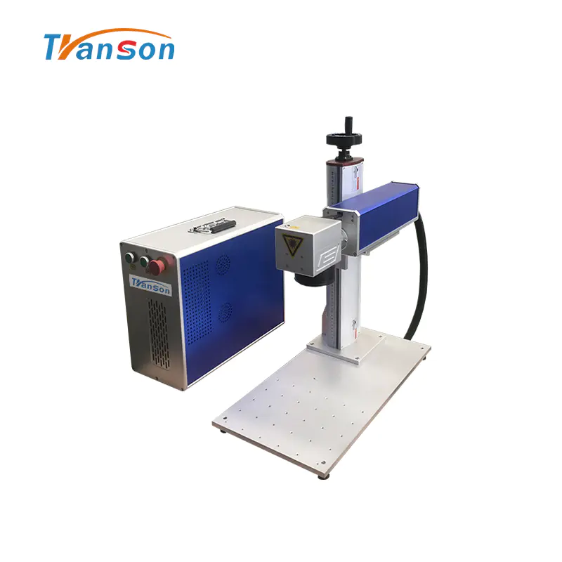 Transon New Design 20W Fiber laser Marking Machine Mini Type for DIY Art and Craft Metal Silver Gold Aluminum
