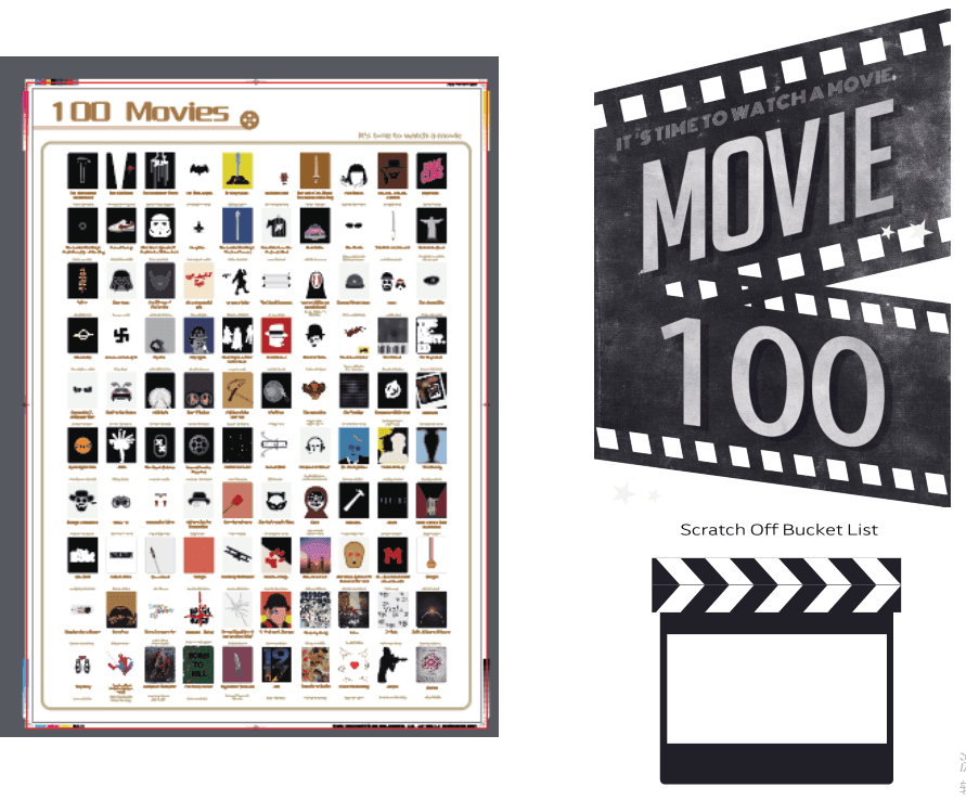 product-Dezheng-Custom Scratch Off Movie Poster Bucket List 100 Book 100 Place Scratch Poster for sa-1