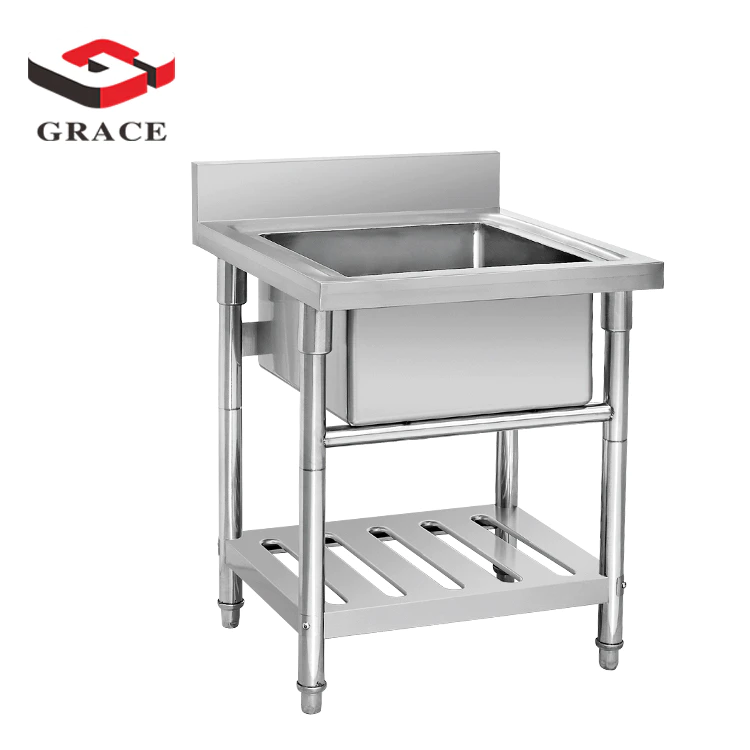 Stainless Steel single sink bench with backsplash