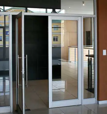 Double Glass Soundproof Commercial AluminumGlass Swing Door