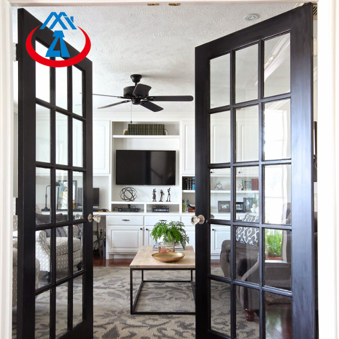 Black Coloured Aluminum French Double Swing Door for House