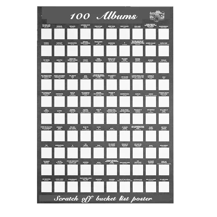 Scratch off Bucket Llist Poster Of 100 Must Listen To Album