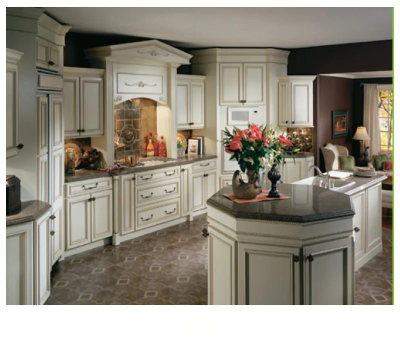 Classical Style Glazed White Custom Solid Wood Kitchen Cabinetry