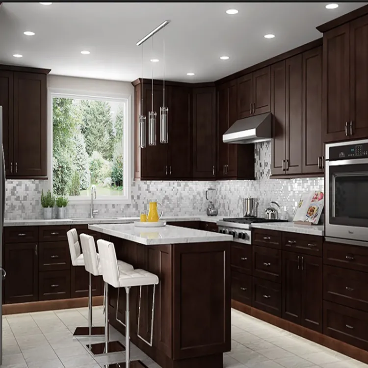 High Quality Customized Standard Wooden Self Assemble Solid Wood Classic Style Kitchen Cabinets