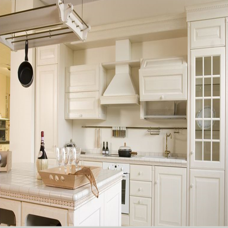 Modern Simple Designs White Color Solid Wooden Kitchen Cabinet
