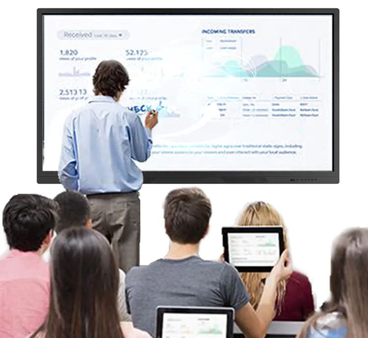 55 65 75 Inch Wall Mount Ops Pc All-In-One Smart Board/Touch Screen Smart Interactive Whiteboard Digital School Board