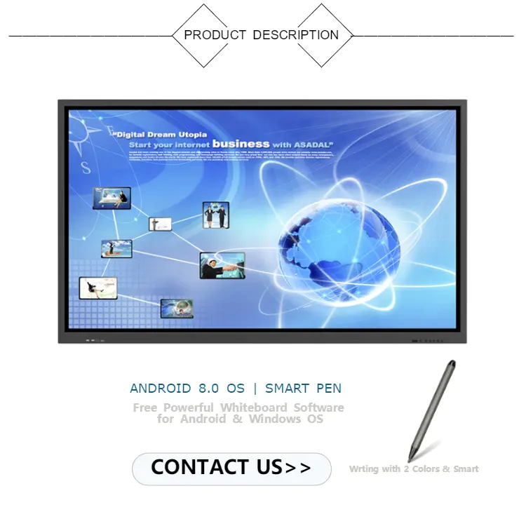 Fair Price 256G Ssd Smart Tv Board Touchscreen Mobile Smart Board All In One Interactive Electronic Writing Board