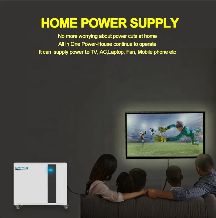 MeritSun Power storage battery bank lithium iron LFP batteries solar battery storage All in One system