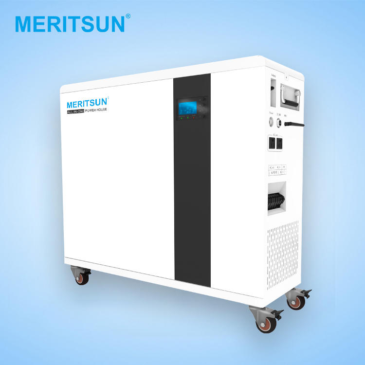 Meritsun All in one solar power system 48v lithium ion batteries 100ah withhybrid inverter ESS
