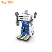 RC Robot Universal Deformation Transform Police Car With Light Music For Children Gifts