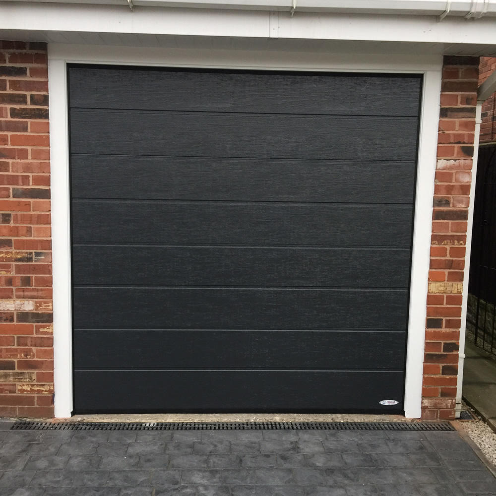 Black Color 7' Wide and 8' High Steel with PU Material Automatic Garage Overhead Sectional Door