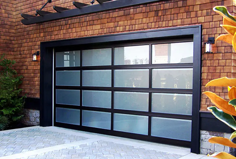 Modern Villa Insulated Automatic Frosted Transparent Aluminum Tempered Glass Garage Doors