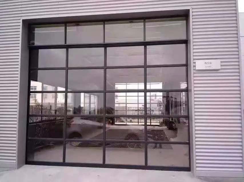 Aluminum frame glass transparent glass garage door with remote control