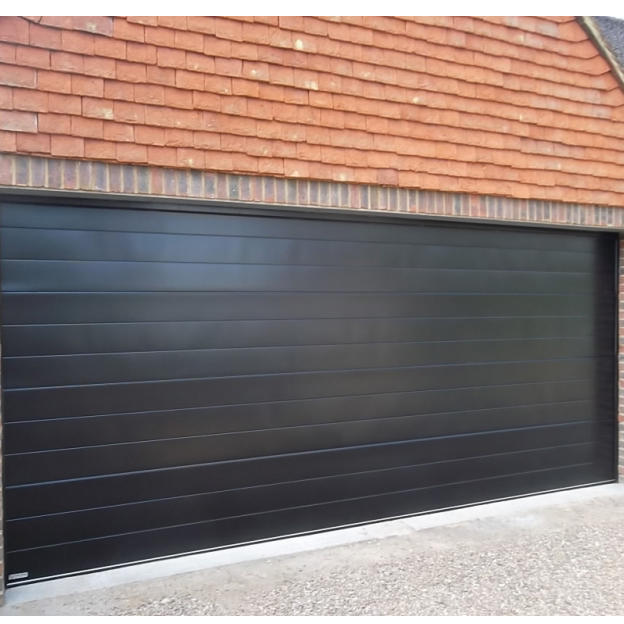 Automatical 50mm thickness with PU material Heat Prevention Black Color Overhead Sectional Garage Door